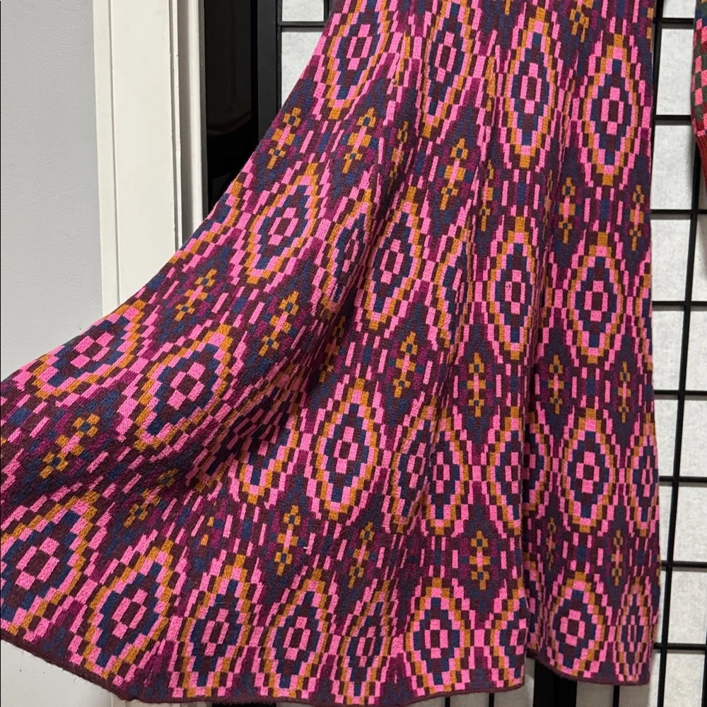 Farm Rio Tapestry scarf knit long sleeve dress size L - Picture 8 of 11